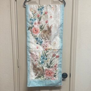 Shabby Chic Blue Floral and Bunny Easter Table Runner 72”